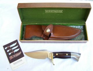Vtg.  W/ Box Westmark 703 Hunt Knife - Western Cut.  Co.  Paperwork,  Sheath