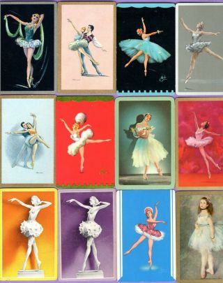 12 Single Swap Playing Cards Pretty Ballerinas Ballet Dancers Some Deco Vintage