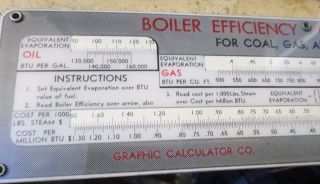 vintage Boiler Efficiency Calculator gas Slide Rule Graphic Calculator Co 3