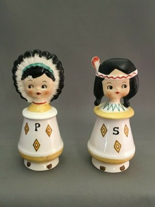 Japan Chief Squaw Indian Flat Head Shakers Holt Howard ? Pixie Adorable