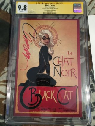 Black Cat 1 Cgc 9.  8 Ss Edition D J Scott Campbell Le Chat Noir Sdcc Variant