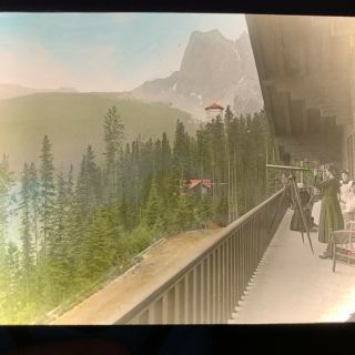Glass Magic Lantern Photo Slide Cpr Color Bc Canada Emerald Lake From Chalet Bc