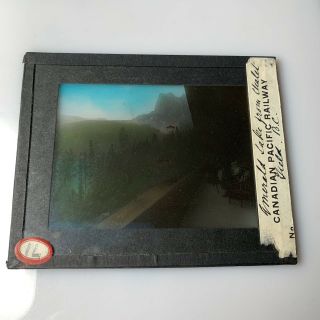 Glass Magic Lantern Photo Slide CPR Color BC Canada Emerald Lake From Chalet BC 3