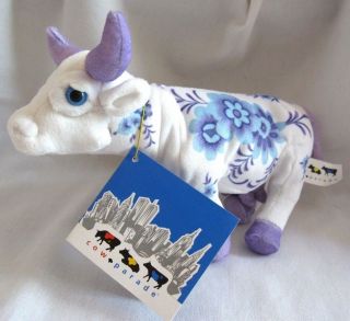 Cow Parade 2000 Plush Item 67540 White Blue Purple Floral