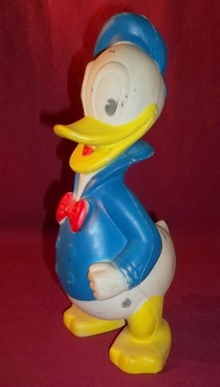 Vintage Post Wwll Walt Disney Donald Duck Figure Doll Toy By Sun Rubber Co.  10 "