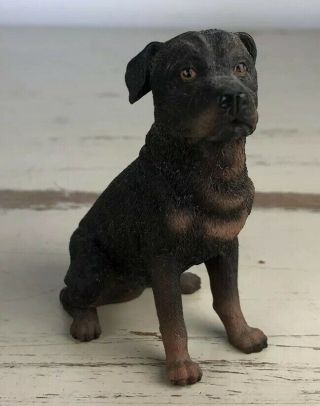 Rottweiler Dog Figurine Vintage Cute Black Brown