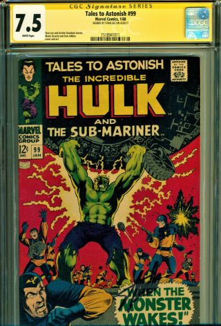 Tales To Astonish 99 Ss Cgc 7.  5 Signed By Stan Lee Great Hulk " Smash " Cover