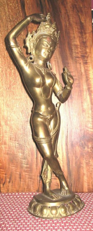Large Vintage Bronze/brass Dancing Hindu Indian Goddess Statue 21 " Tall