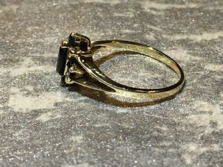Vintage 14k Solid Gold Art Deco Ring with Sapphire & Diamonds 3