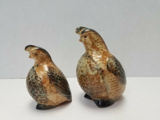 2 Vintage Ceramic Pottery Quail Figurine Japan Bird Kelvin 