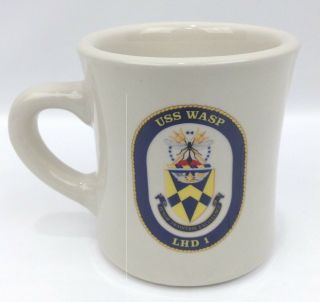 Vintage Navy Uss Wasp Ceramic Military Coffee Cup " Commissioned 1989 "