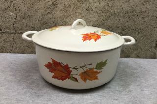 Vintage Descoware Fall Autumn Maple Leaves Cast Iron Dutch Oven 2 - D 8 Belgium