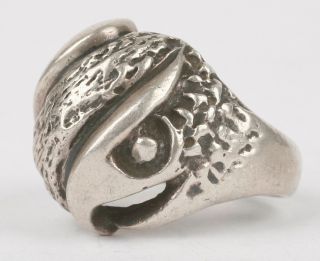 Vintage Huge Figurative Carved Eagle Sterling Silver Taxco Mateo Mexico Ring