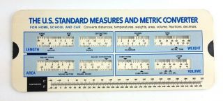 Vintage U.  S.  Standard Measures & Metric Converter Slide For Home School