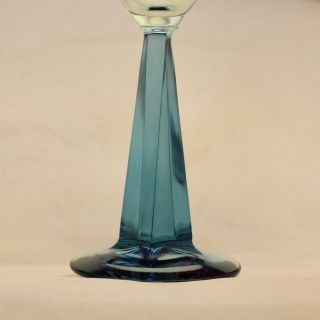 PAIR BOMBAY SAPPHIRE MARTINI GLASSES TWISTED SQUARE BLUE STEMS 3