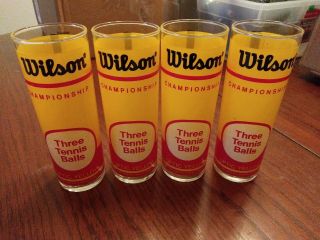 Wilson Championship Tennis Balls Drinking Glasses Vintage Set Of 4