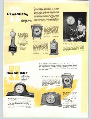 1957 PAPER AD 4 PG Herschede Grandfather Floor Hall Clocks Chiming Mantel Clock 3