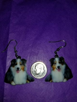 Australian Shepherd Dog Lightweight Earrings Jewelry Design 3of 3