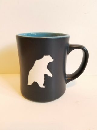 2012 Starbucks Mug Yukon Polar Bear Coffee Cups Matte Blue 16oz Bone China 4.  5 "