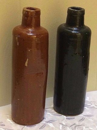 2 Vintage Jim Beam James B.  Beam Bottle Liquor Glazed Stoneware Bourbon 8.  5 "