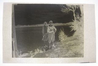 1920s Photo Negative Couple At Lake Saxophone Knickers Man Woman 4.  25X3.  25 B 2