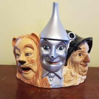 Wizard Of Oz Cookie Jar Warner Brothers 1997 Cowardly Lion Tin Man Scarecrow