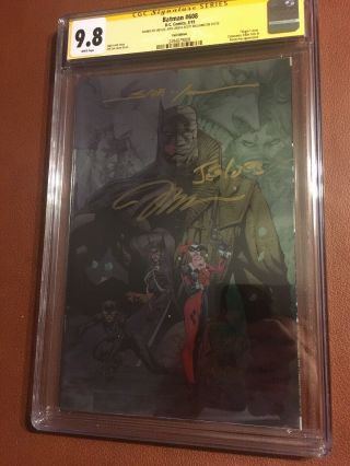 Batman 608 Foil Cover Cgc Ss 9.  8 3x Signed Jim Lee,  Loeb,  And Williams