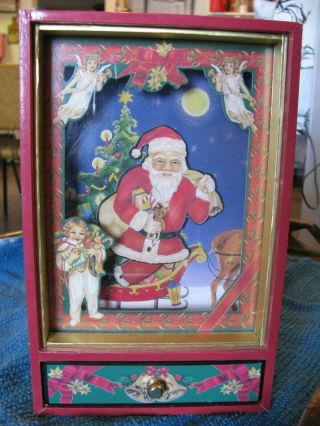 Vtg.  Sankyo? Animated Dancing Santa Jingle Bells Christmas Decormusic Box
