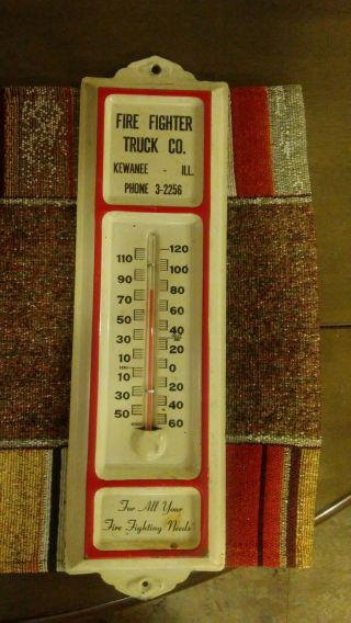 Vintage Fire Fighter Truck Co.  Kewanee Ill Advertising Thermometer