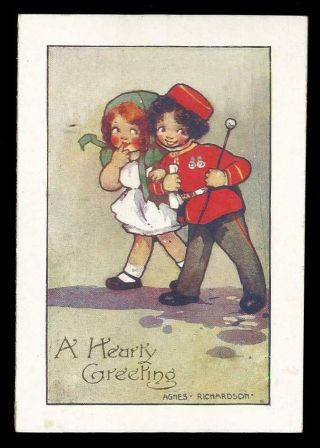 Y46 - Cute Couple - Agnes Richardson - Vintage Folding Xmas Card