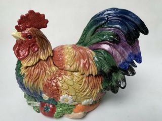 Fitz And Floyd Coq Du Village Rooster 2 1/4 Qt Soup Tureen With Ladle 1996