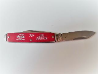 Vintage 1982 Coca Cola Knoxville World ' s Fair Pocket Knife Made In USA 3