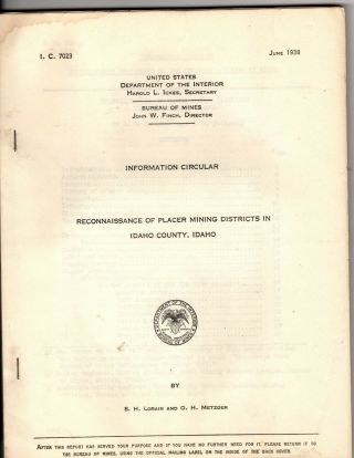 Reconnaissance Of Placer Mining Districts In Idaho County,  Idaho - 1938 - Mines