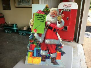 Vintage Coca Cola Cardboard Santa Claus Clause Double Sided Easel Coke Display