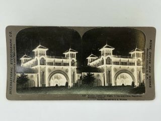 Stereoview Foreign Palace At Night Lewis & Clark Exposition Portland Ore.  1905