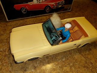 Vintage 1965 Ford Mustang Tin Toy Japan Driver with Dog Battery Operated W/BOX 2