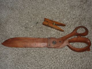 Vintage Huge 23 " Wooden Scissors,  Giant Clothespin,  Giant Baby Pin