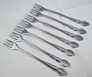 7 - Oneida Dover Glossy Cube Mark Stainless Flatware 6 " Seafood / Cocktail Forks