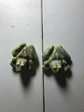 Vintage Green Ceramic Frogs,  Anatomically Correct,  Naughty Male Female Genitalia