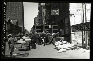 1935 Washington & Fulton St Manhattan Nyc York City Old Photo Negative H23