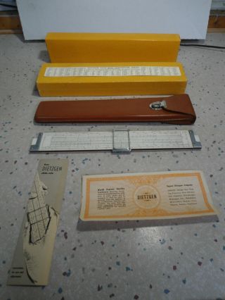 Dietzgen N1733l Slide Rule,  Leather Case / Box,  Papers,  10 Inch