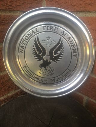 Vtg National Fire Academy Emmitsburg Md Fire Department Pewter Plate