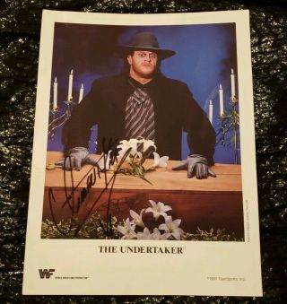 Wwe Wwf The Undertaker Signed 1991 Promo Photo Vintage Old School Rip