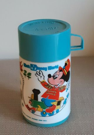 Vintage Aladdin Walt Disney World Mickey Mouse Train Plastic Lunch Box Thermos