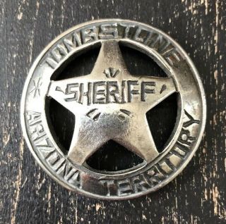 Tombstone Arizona Terr Sheriff Badge Circle Cut - Out Star Old West Western Lawman