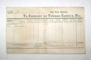 Antique 1881 Property Tax Receipt For Charles Helmick Tucker County Wv.