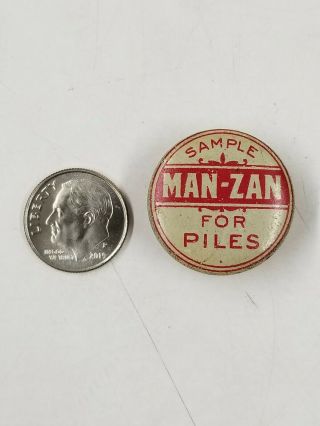 Vintage Man - Zan For Piles Miniature Sample Embossed Medicine Tin