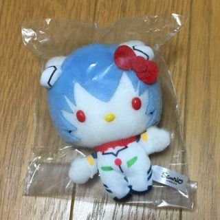 Sanrio Evangelion Hello Kitty Rei Ayanami Plush Doll Stuffed Toy With Ball Chain
