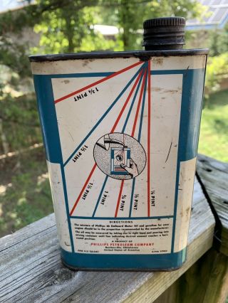 Vintage PHILLIPS 66 OUTBOARD MOTOR OIL 1 QT Metal Can Gas Station Sign - Empty 3
