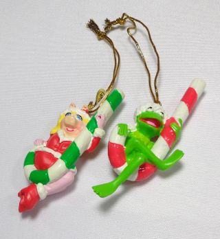 Vintage Miss Piggy & Kermit Candy Cane The Muppets Christmas Ornaments Box 2